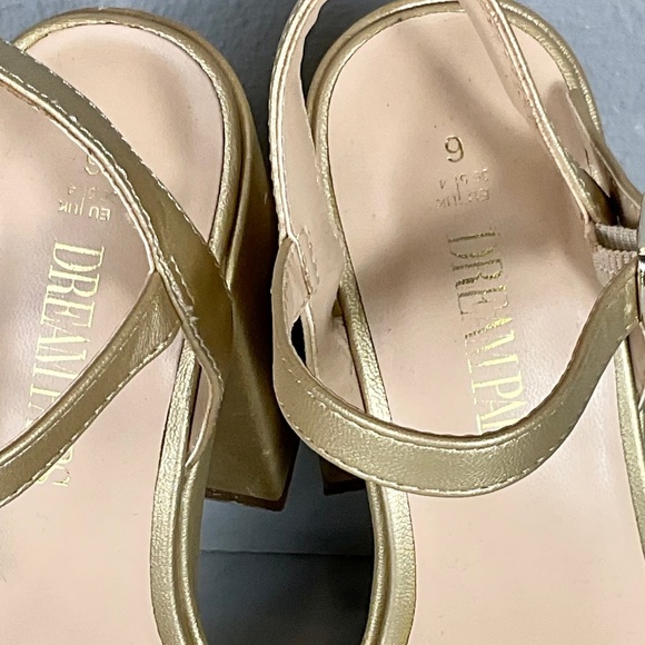 Dream Pairs Platform Chunky Gold Block Heel with Strap Size 6 - Picture 6 of 8